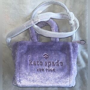 kate spade Ella faux shearling small tote in Lilac Frost